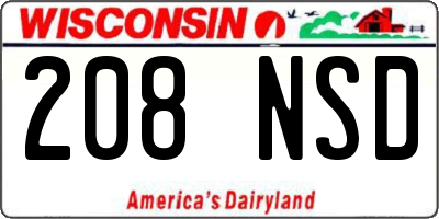 WI license plate 208NSD