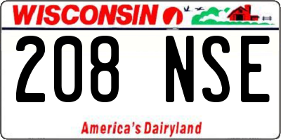 WI license plate 208NSE