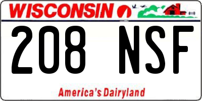 WI license plate 208NSF