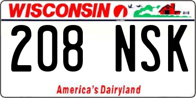WI license plate 208NSK