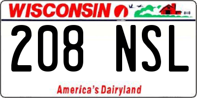 WI license plate 208NSL