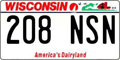 WI license plate 208NSN