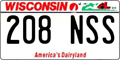 WI license plate 208NSS