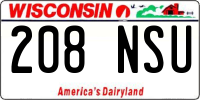 WI license plate 208NSU