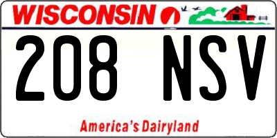 WI license plate 208NSV