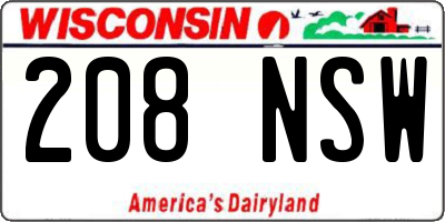 WI license plate 208NSW