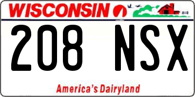 WI license plate 208NSX