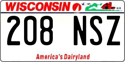 WI license plate 208NSZ