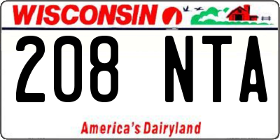 WI license plate 208NTA