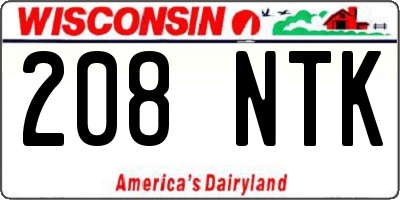 WI license plate 208NTK