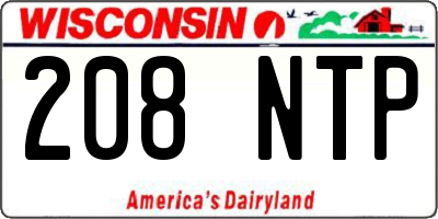 WI license plate 208NTP