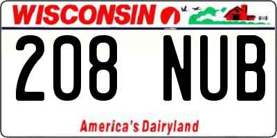 WI license plate 208NUB