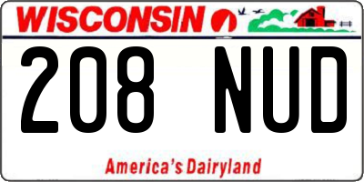 WI license plate 208NUD