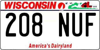 WI license plate 208NUF