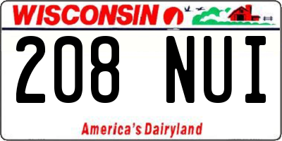 WI license plate 208NUI