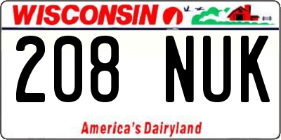 WI license plate 208NUK