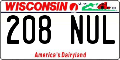 WI license plate 208NUL