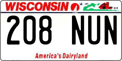 WI license plate 208NUN
