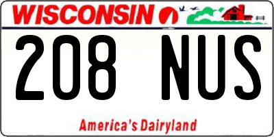 WI license plate 208NUS