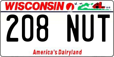 WI license plate 208NUT