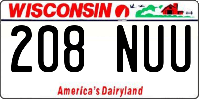 WI license plate 208NUU