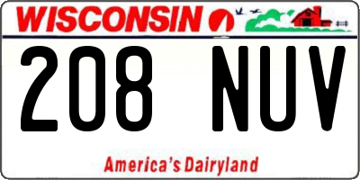 WI license plate 208NUV