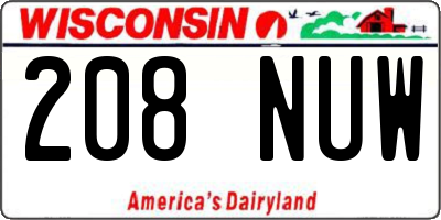 WI license plate 208NUW