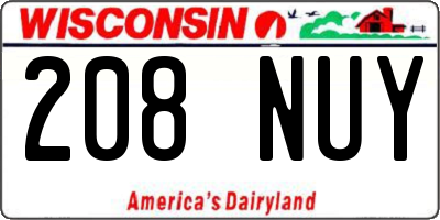 WI license plate 208NUY