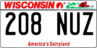 WI license plate 208NUZ