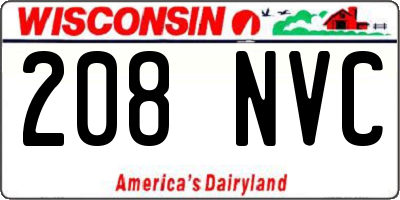 WI license plate 208NVC