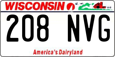 WI license plate 208NVG