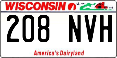 WI license plate 208NVH