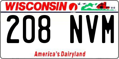 WI license plate 208NVM
