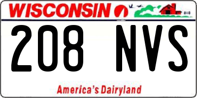 WI license plate 208NVS
