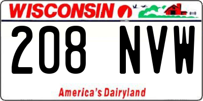 WI license plate 208NVW