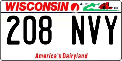 WI license plate 208NVY