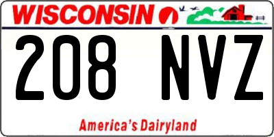 WI license plate 208NVZ