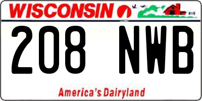 WI license plate 208NWB