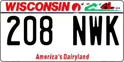 WI license plate 208NWK