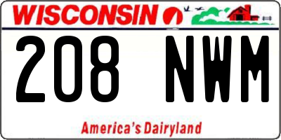WI license plate 208NWM