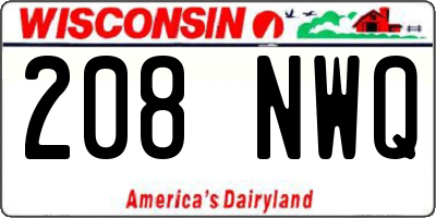 WI license plate 208NWQ