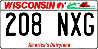 WI license plate 208NXG