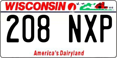WI license plate 208NXP