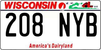 WI license plate 208NYB
