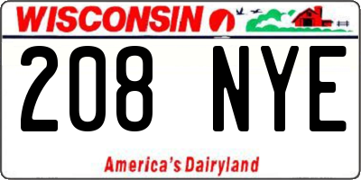 WI license plate 208NYE
