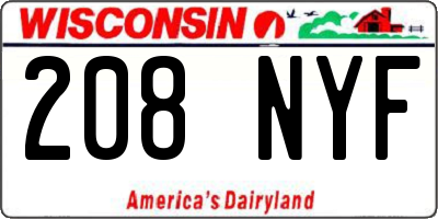 WI license plate 208NYF