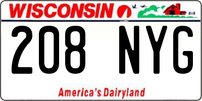 WI license plate 208NYG