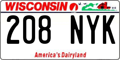 WI license plate 208NYK