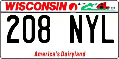 WI license plate 208NYL