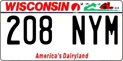 WI license plate 208NYM